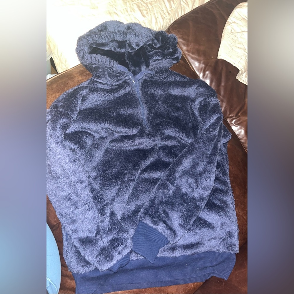 Aerie blue fuzzy hoodie loose fit